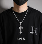 Silver pendant + 60 cm single row of diamond chain