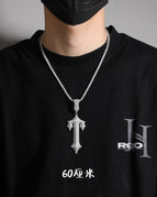 Silver pendant + 60 cm single row of diamond chain