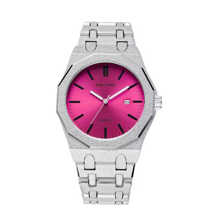 TALKLESSFASHION Silver powder New frosted silver watch