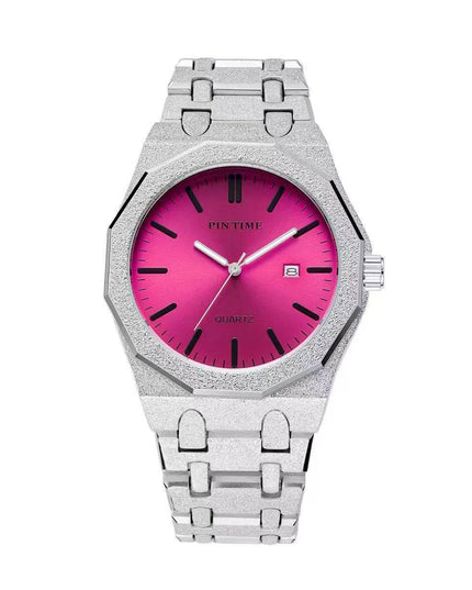 TALKLESSFASHION Silver powder New frosted silver watch