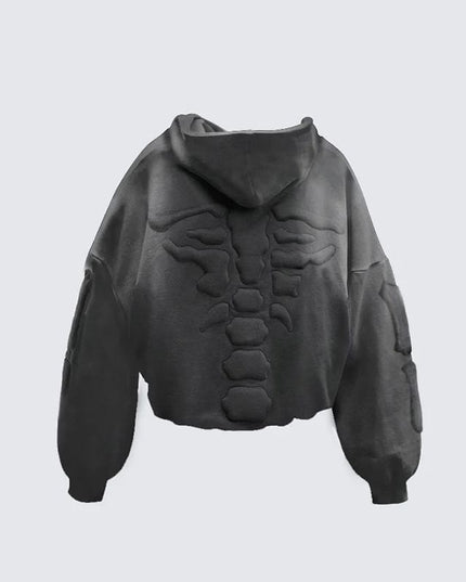 TALKLESSFASHION Skeleton Embroidered Hooded