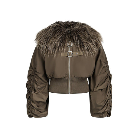 TALKLESSFASHION Slimming Fur Collar Padded Jacket