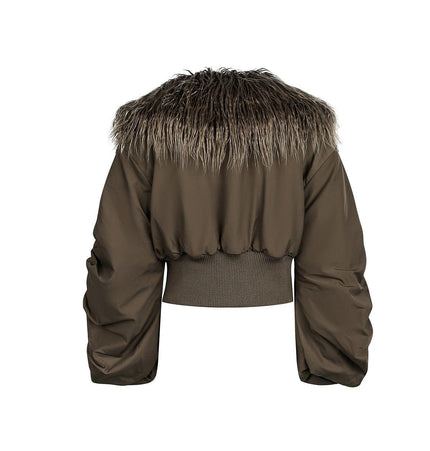 TALKLESSFASHION Slimming Fur Collar Padded Jacket