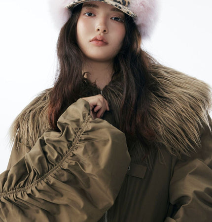 TALKLESSFASHION Slimming Fur Collar Padded Jacket