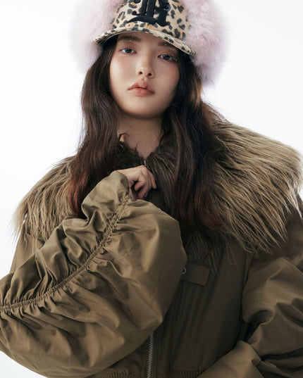 TALKLESSFASHION Slimming Fur Collar Padded Jacket
