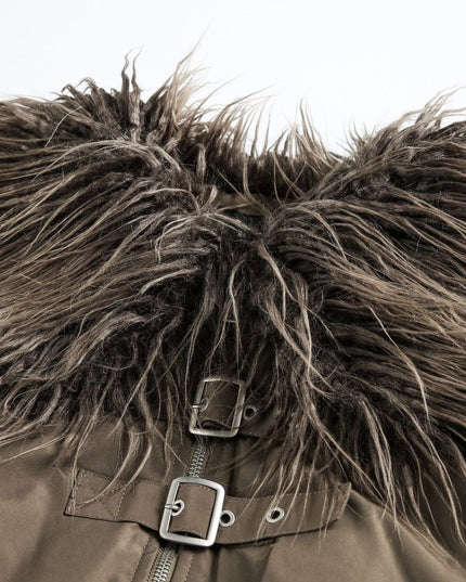 TALKLESSFASHION Slimming Fur Collar Padded Jacket