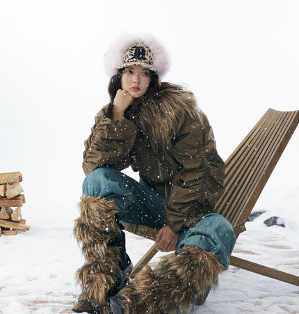 TALKLESSFASHION Slimming Fur Collar Padded Jacket