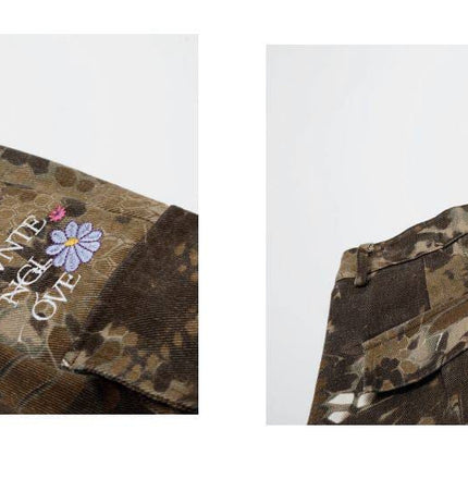 THETLSTUDIO Snakeprint Camouflage Multi-Pocket Cargo Shorts