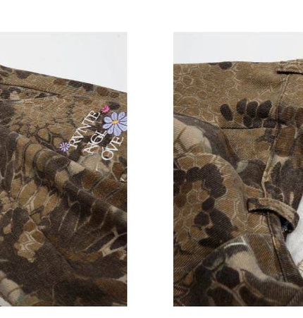 THETLSTUDIO Snakeprint Camouflage Multi-Pocket Cargo Shorts