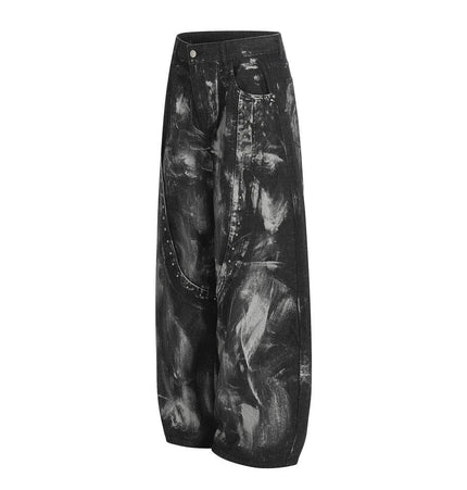 TALKLESSFASHION Splashed ink paint heavy industry jeans