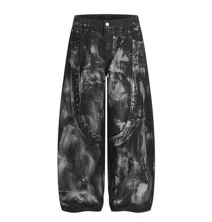 TALKLESSFASHION Splashed ink paint heavy industry jeans