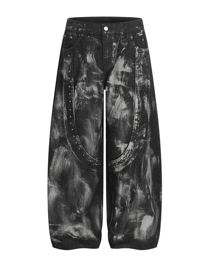 TALKLESSFASHION Splashed ink paint heavy industry jeans