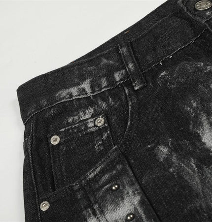 TALKLESSFASHION Splashed ink paint heavy industry jeans