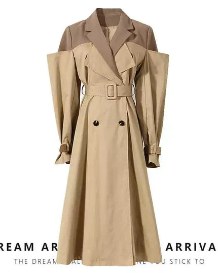 TALKLESSFASHION Splicing Fake Two Trench Dress