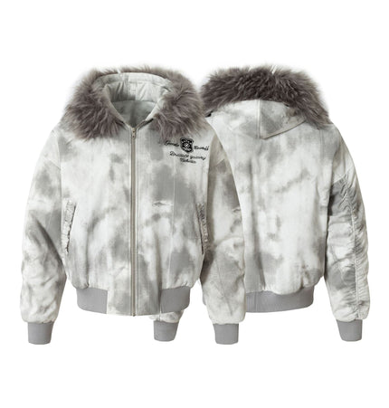 TALKLESSFASHION Stained Aviator Fur Collar Bomber