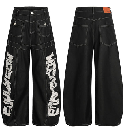 TALKLESSFASHION Street Coated Monogram Print Jeans