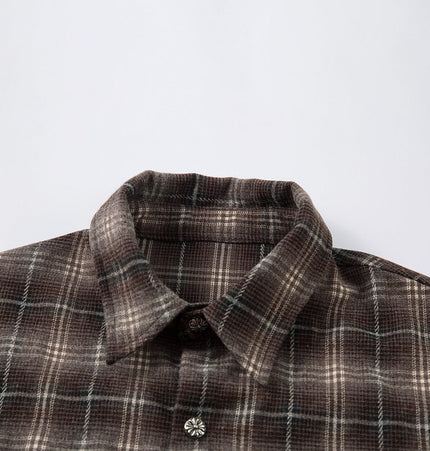 TALKLESSFASHION Street Distressed Fake Two-Piece Plaid Shirt