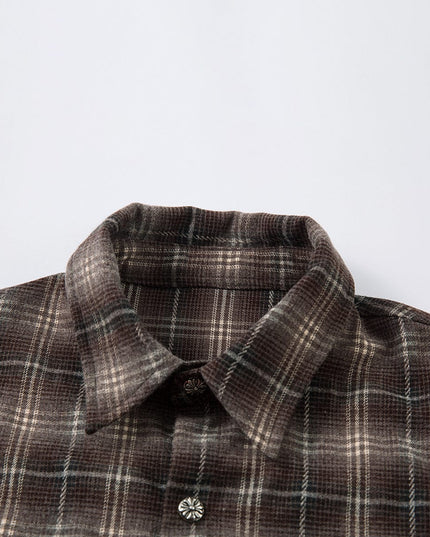 TALKLESSFASHION Street Distressed Fake Two-Piece Plaid Shirt