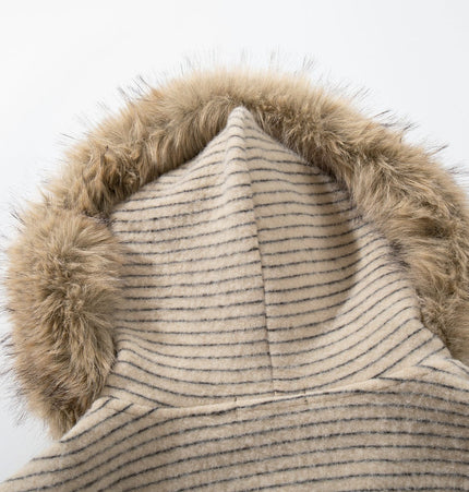 TALKLESSFASHION Striped Hooded Hooded Sweatshirt Jacket