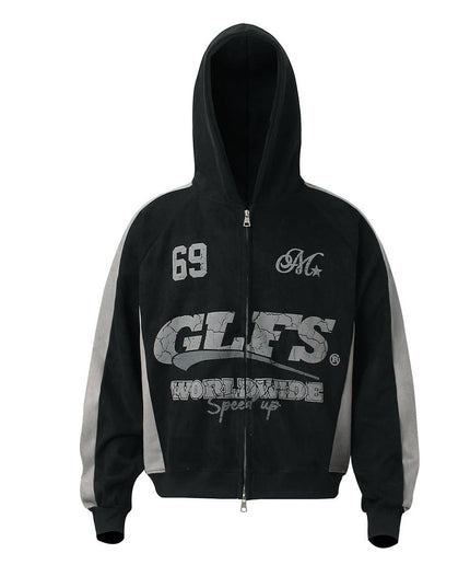 TALKLESSFASHION Suede Biker Hooded Zip-Up