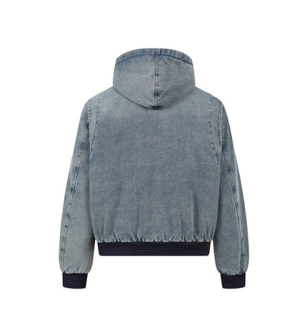 TALKLESSFASHION TaelePlus Trendy American Vintage Winter Denim Jacket Men's and Women's Leopard Print Hooded Mountain Carving Cotton Jacket TP374