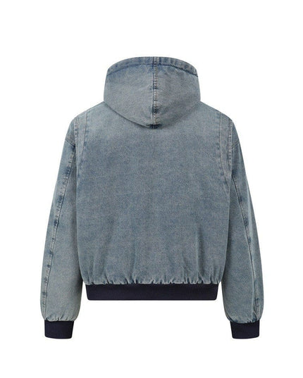 TALKLESSFASHION TaelePlus Trendy American Vintage Winter Denim Jacket Men's and Women's Leopard Print Hooded Mountain Carving Cotton Jacket TP374