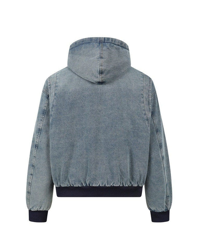 TALKLESSFASHION TaelePlus Trendy American Vintage Winter Denim Jacket Men's and Women's Leopard Print Hooded Mountain Carving Cotton Jacket TP374