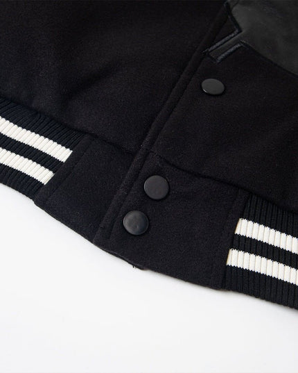 TALKLESSFASHION TALKLESSFASHION: Bold Stitches Baseball Jacket