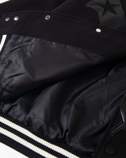 TALKLESSFASHION TALKLESSFASHION: Bold Stitches Baseball Jacket