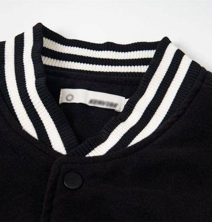 TALKLESSFASHION TALKLESSFASHION: Bold Stitches Baseball Jacket