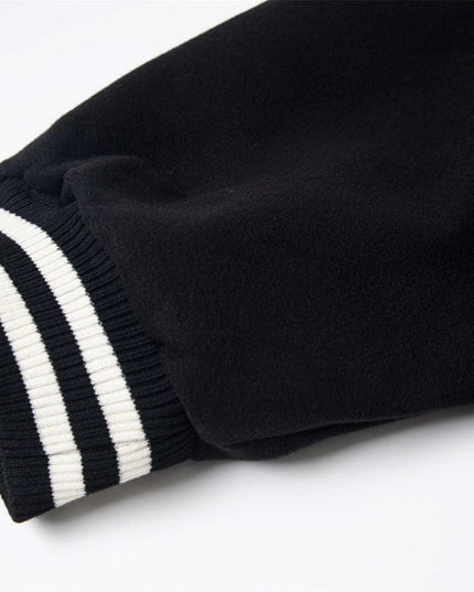 TALKLESSFASHION TALKLESSFASHION: Bold Stitches Baseball Jacket