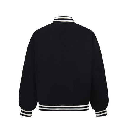 TALKLESSFASHION TALKLESSFASHION: Bold Stitches Baseball Jacket