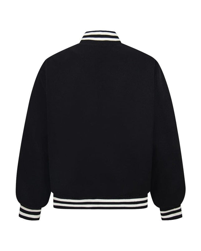 TALKLESSFASHION TALKLESSFASHION: Bold Stitches Baseball Jacket