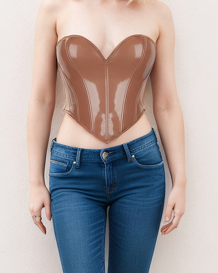 TALKLESSFASHION The new PVC leather breast support sexy shapewear top Amazon AliExpress wish cross-border e-commerce supply delivery
