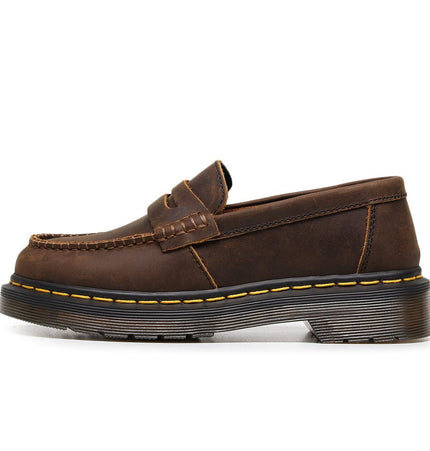 TALKLESSFASHION Top layer Crazy Horse dark brown loafers, fashion commuting, low-top small leather shoes, women's cross-border plus-size casual brogues, men's shoes