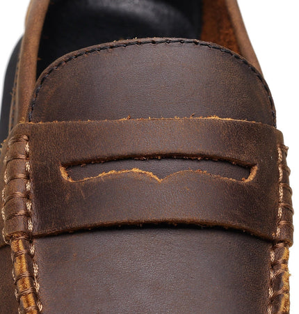 TALKLESSFASHION Top layer Crazy Horse dark brown loafers, fashion commuting, low-top small leather shoes, women's cross-border plus-size casual brogues, men's shoes