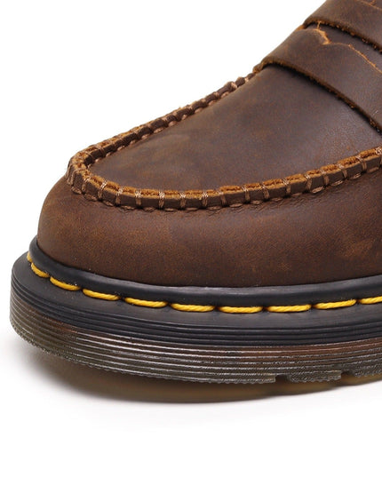 TALKLESSFASHION Top layer Crazy Horse dark brown loafers, fashion commuting, low-top small leather shoes, women's cross-border plus-size casual brogues, men's shoes