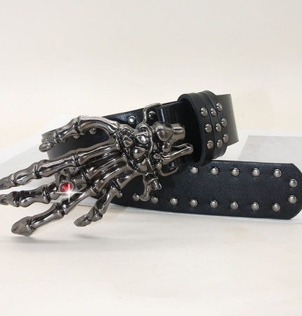 TALKLESSFASHION Trend: Shibuya Spice Girls, Hip Hop, Punk, Subculture Accessories, Skull, Hand Stud, Belt, Belt, Pants, Belt, Triple Leather Loop