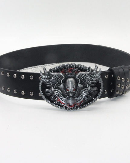 TALKLESSFASHION Trend: Shibuya Spice Girls, Hip Hop, Punk, Subculture Accessories, Skull, Hand Stud, Belt, Belt, Pants, Belt, Triple Leather Loop