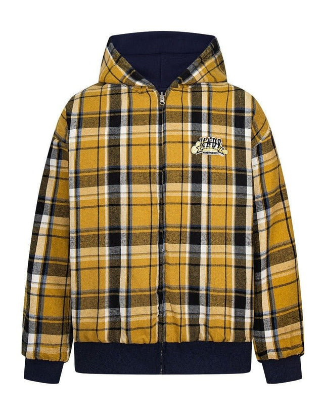 TALKLESSFASHION two sided plaid hooded jacket on both sides