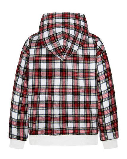TALKLESSFASHION two sided plaid hooded jacket on both sides