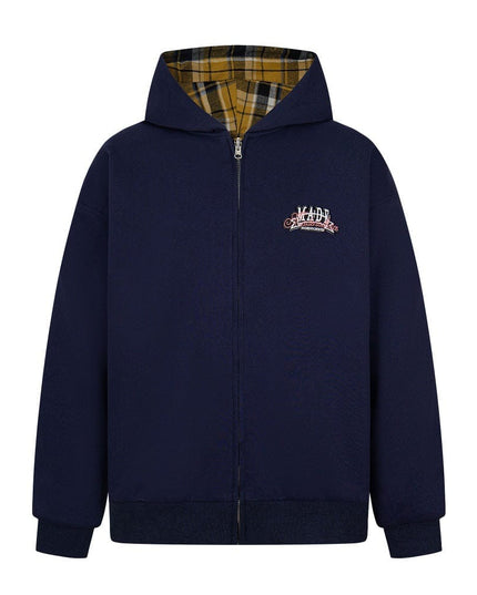 TALKLESSFASHION two sided plaid hooded jacket on both sides