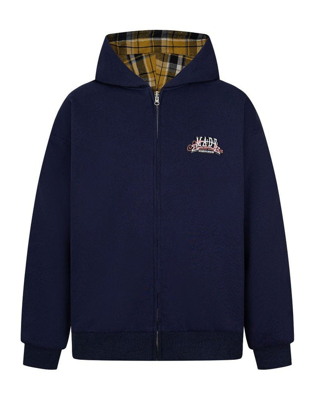 TALKLESSFASHION two sided plaid hooded jacket on both sides
