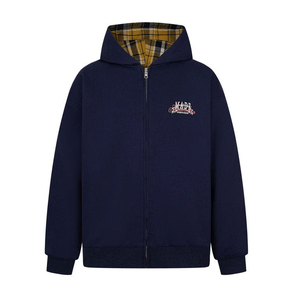two sided plaid hooded jacket on both sides