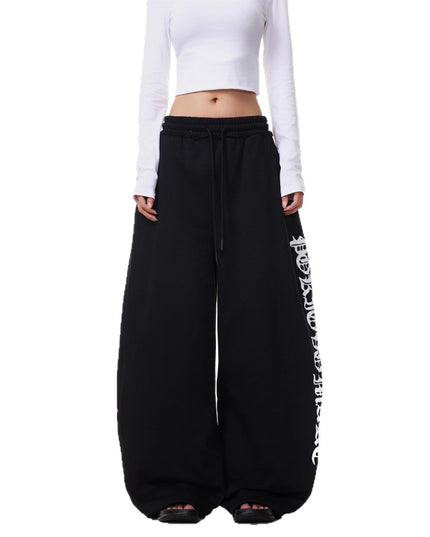 TALKLESSFASHION Vintage American Letter Print Scimitar Sweatpants Women's Trendy Sports Jazz Dance Street Loose Drape Wide-leg Pants