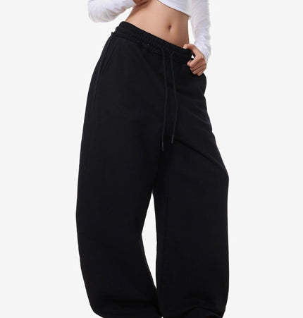 TALKLESSFASHION Vintage American Letter Print Scimitar Sweatpants Women's Trendy Sports Jazz Dance Street Loose Drape Wide-leg Pants