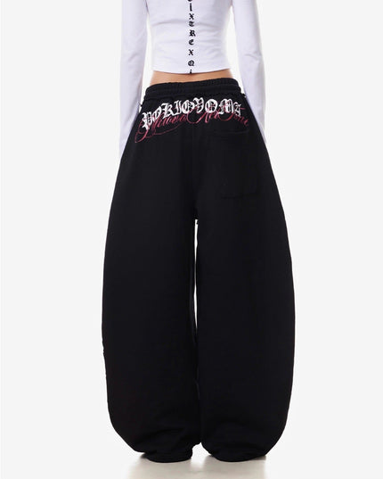 TALKLESSFASHION Vintage American Letter Print Scimitar Sweatpants Women's Trendy Sports Jazz Dance Street Loose Drape Wide-leg Pants