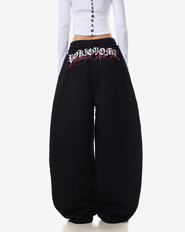 TALKLESSFASHION Vintage American Letter Print Scimitar Sweatpants Women's Trendy Sports Jazz Dance Street Loose Drape Wide-leg Pants
