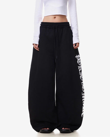 TALKLESSFASHION Vintage American Letter Print Scimitar Sweatpants Women's Trendy Sports Jazz Dance Street Loose Drape Wide-leg Pants