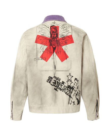 TALKLESSFASHION Vintage Badge Detroit Lapel Jacket